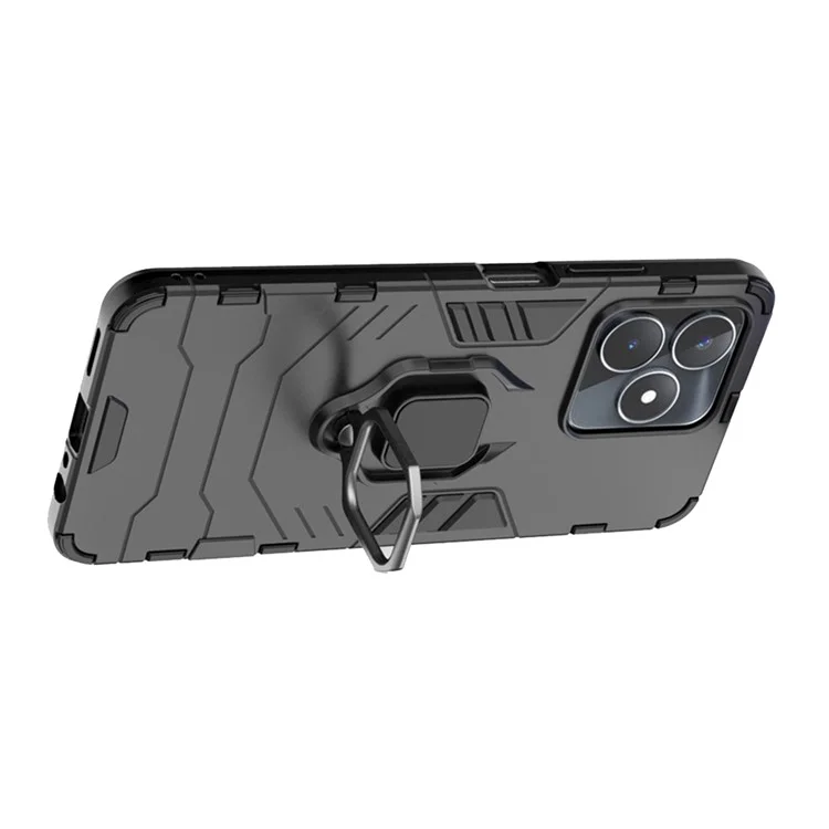 Для Realme C53 (Global) / C53 (India) / C51 / Note 50 4G TPU + PC Drop-Proof Cover Ring Holder Kickstand Phone Case - Black