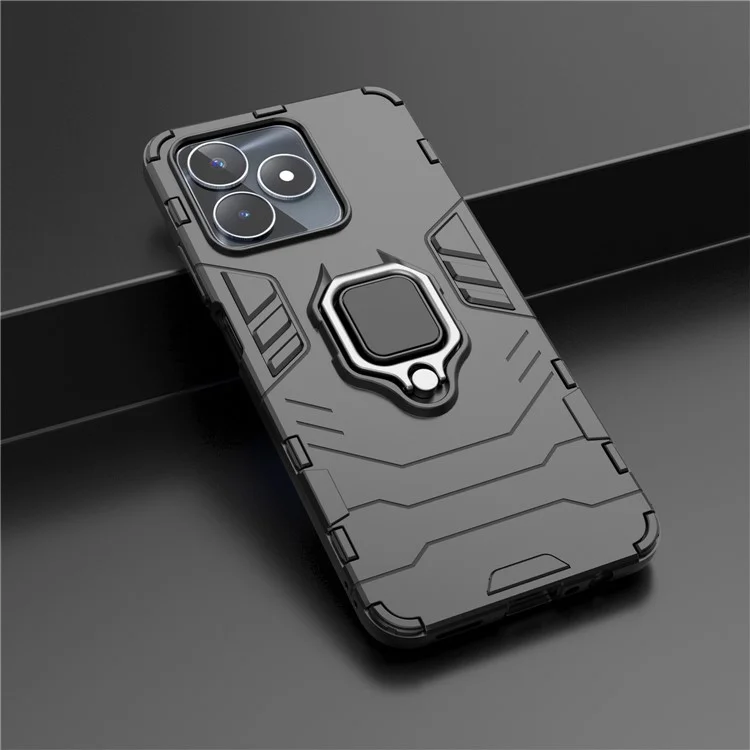 Для Realme C53 (Global) / C53 (India) / C51 / Note 50 4G TPU + PC Drop-Proof Cover Ring Holder Kickstand Phone Case - Black