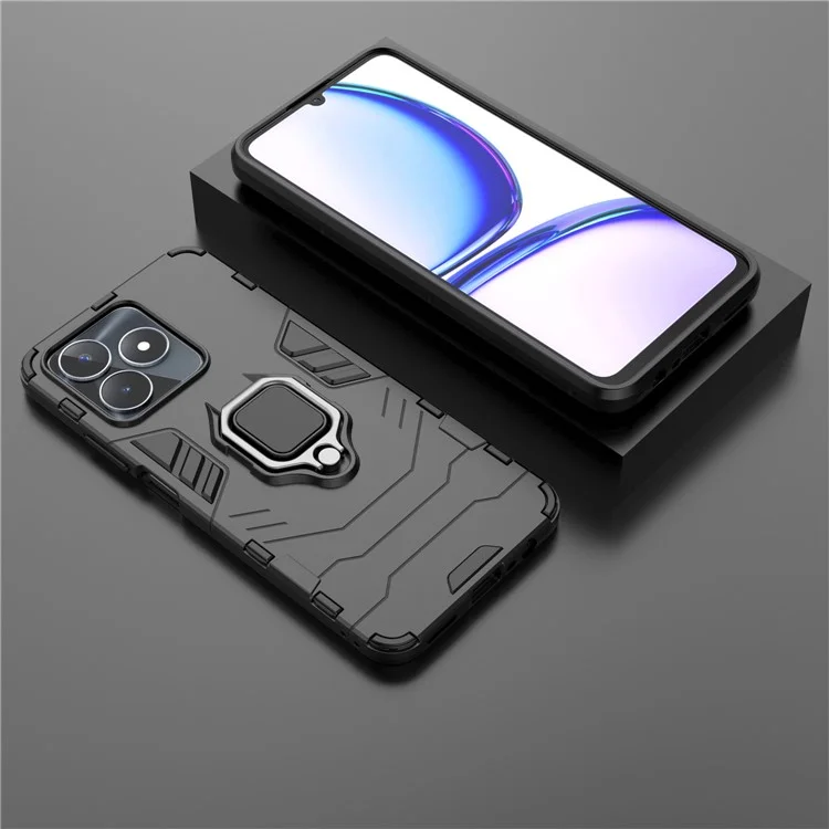 Для Realme C53 (Global) / C53 (India) / C51 / Note 50 4G TPU + PC Drop-Proof Cover Ring Holder Kickstand Phone Case - Black