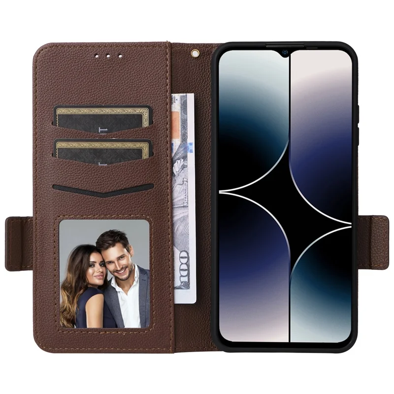 For Ulefone Note 16 Pro Litchi Texture Wallet Stand Phone Case Anti-fall PU Leather Cover - Brown