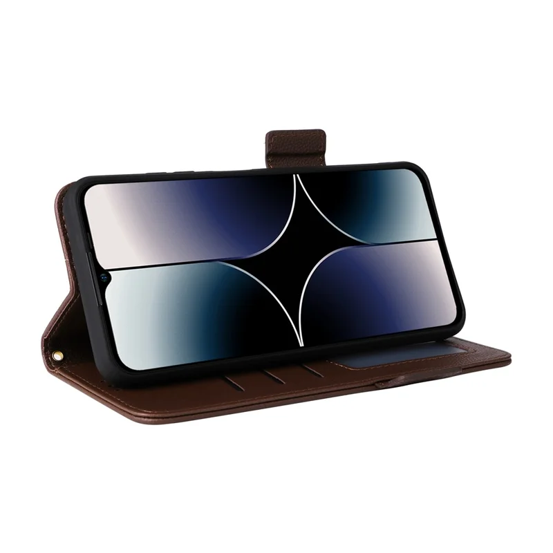 For Ulefone Note 16 Pro Litchi Texture Wallet Stand Phone Case Anti-fall PU Leather Cover - Brown