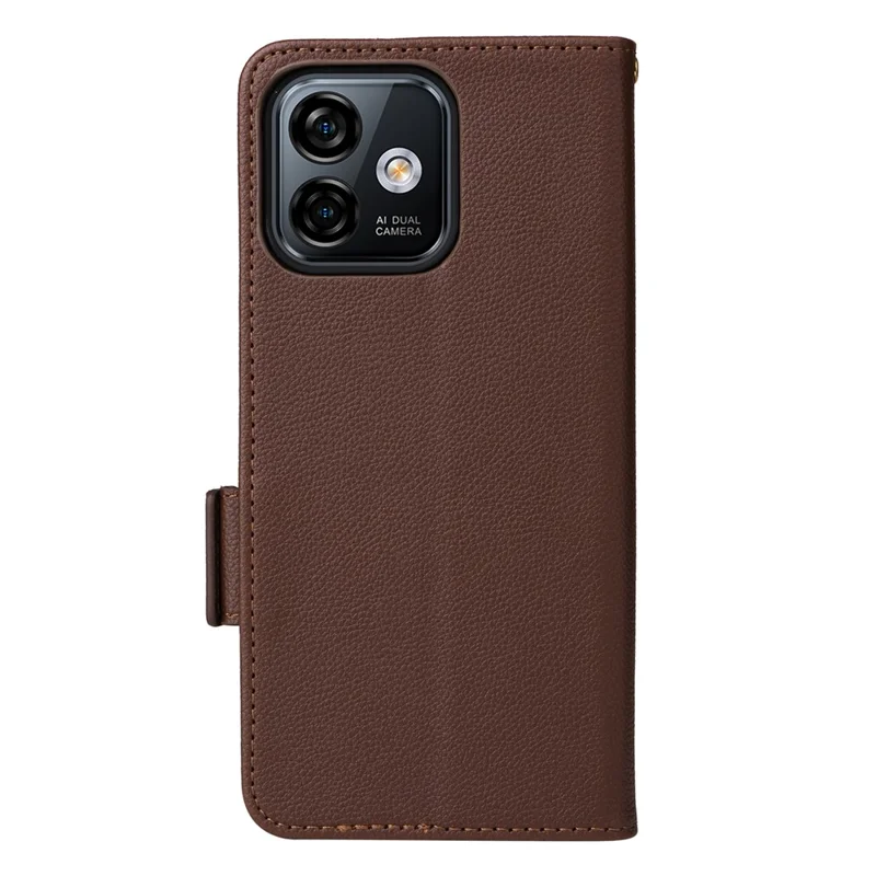 For Ulefone Note 16 Pro Litchi Texture Wallet Stand Phone Case Anti-fall PU Leather Cover - Brown