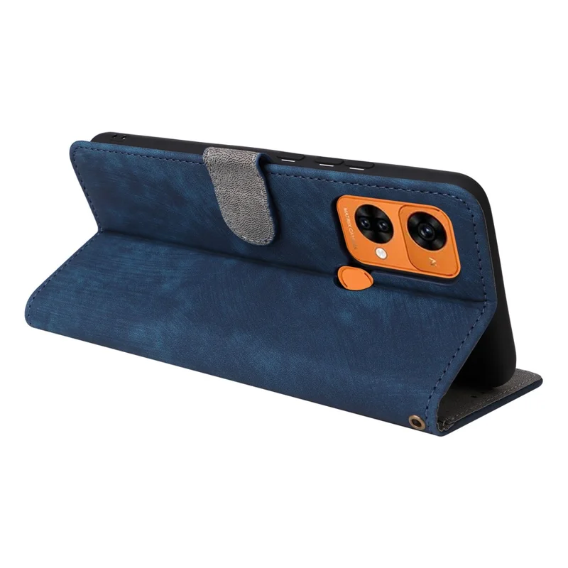 For Oukitel C33 Phone Cover RFID Blocking Wallet Stand Shell Drop Proof Leather Case - Blue