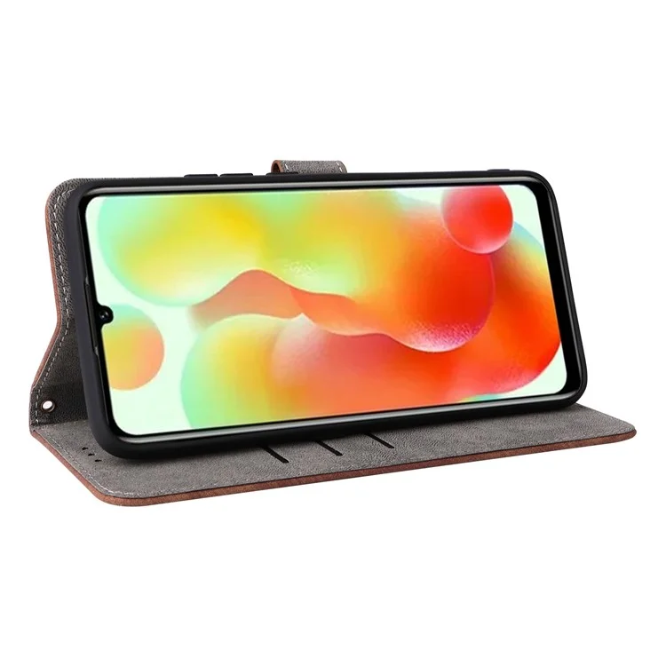 For Oukitel C33 Phone Cover RFID Blocking Wallet Stand Shell Drop Proof Leather Case - Brown