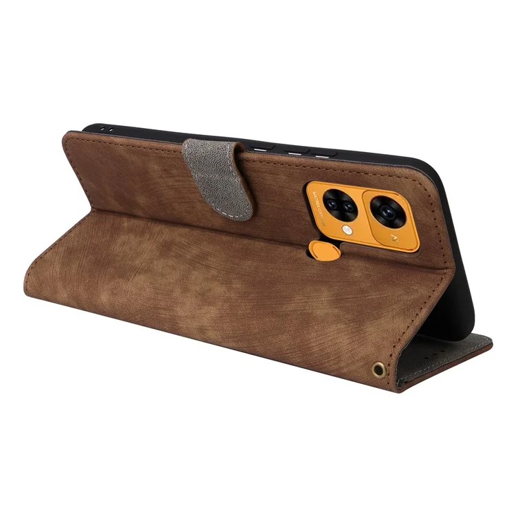 For Oukitel C33 Phone Cover RFID Blocking Wallet Stand Shell Drop Proof Leather Case - Brown