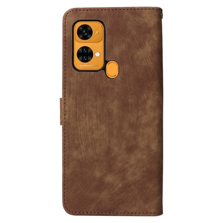 For Oukitel C33 Phone Cover RFID Blocking Wallet Stand Shell Drop Proof Leather Case - Brown