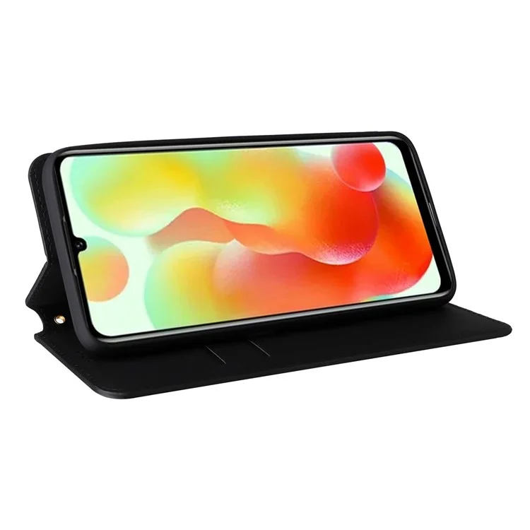 Rhombus Imprinted Shell for Oukitel C33 PU Leather Phone Cover Shockproof Stand Case - Black
