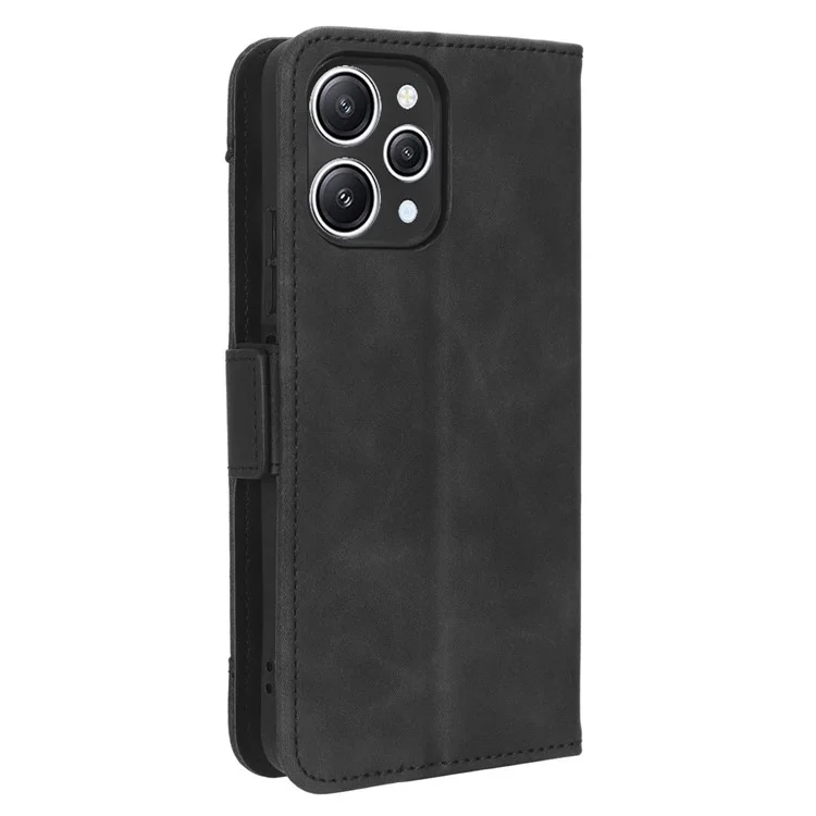 For Xiaomi Redmi 12 4G / 12 5G (Global) / Note 12R 5G / Poco M6 Pro 5G Multiple Card Slots Flip Stand Phone Case PU Leather Wallet Cover - Black