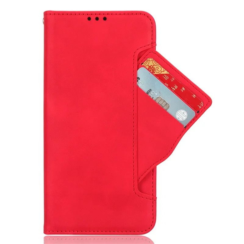 Para Xiaomi Redmi 12 4G Múltiplos Slots de Cartão Flip Stand Telepho - Vermelho