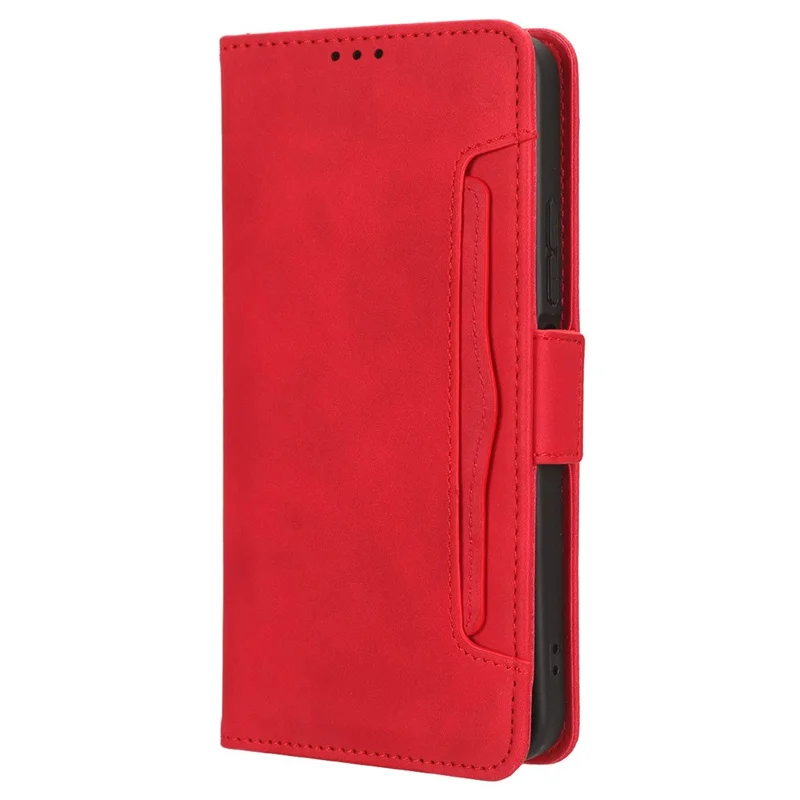 Pour Xiaomi Redmi 12 4G / 12 5G (Global) / Note 12R 5G / Poco M6 Pro 5G Fentes pour cartes multiples Étui à rabat téléphone Étui portefeuille en cuir PU - Rouge