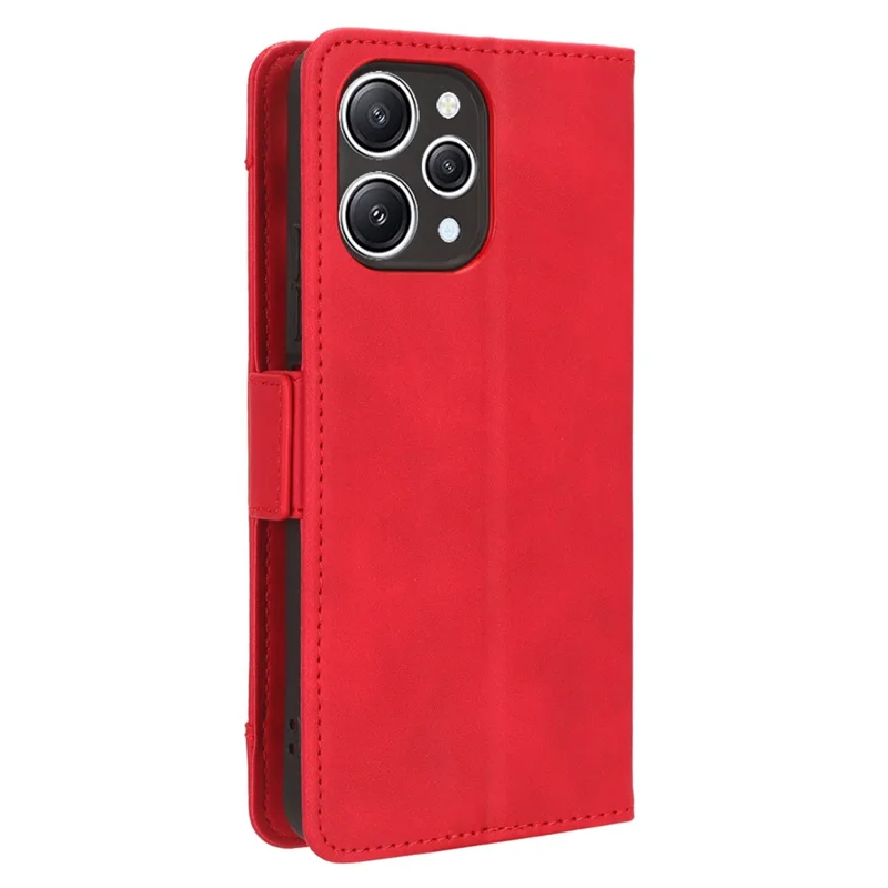 Pour Xiaomi Redmi 12 4G / 12 5G (Global) / Note 12R 5G / Poco M6 Pro 5G Fentes pour cartes multiples Étui à rabat téléphone Étui portefeuille en cuir PU - Rouge