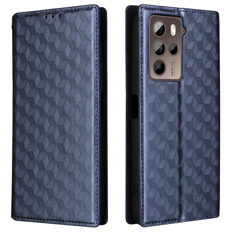 Guscio a rombo impresso per HTC U23 / U23 Pro 5G Custodia in pelle PU a prova di urto - Blu