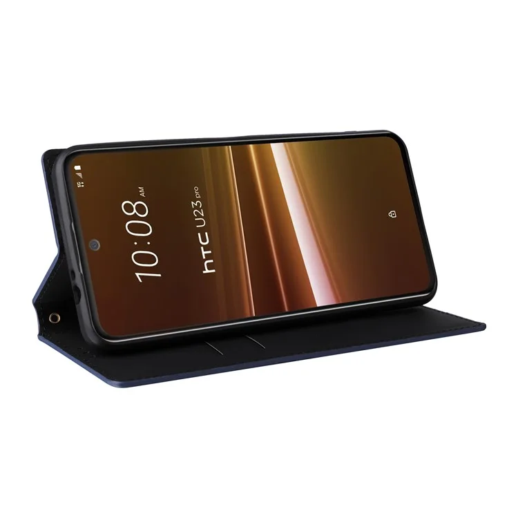 Guscio a rombo impresso per HTC U23 / U23 Pro 5G Custodia in pelle PU a prova di urto - Blu