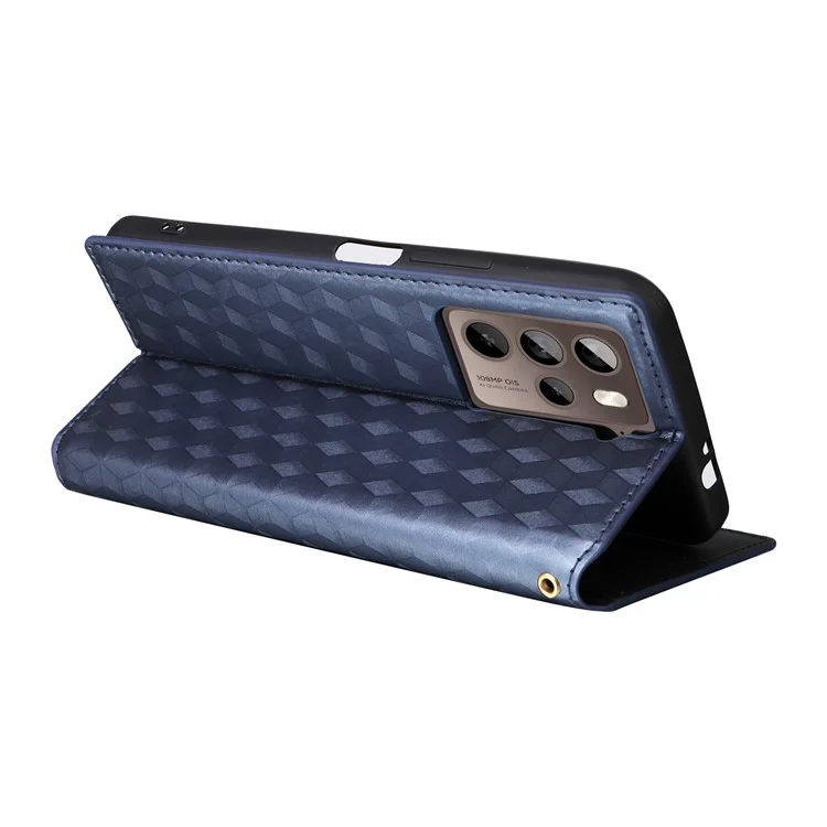 Guscio a rombo impresso per HTC U23 / U23 Pro 5G Custodia in pelle PU a prova di urto - Blu