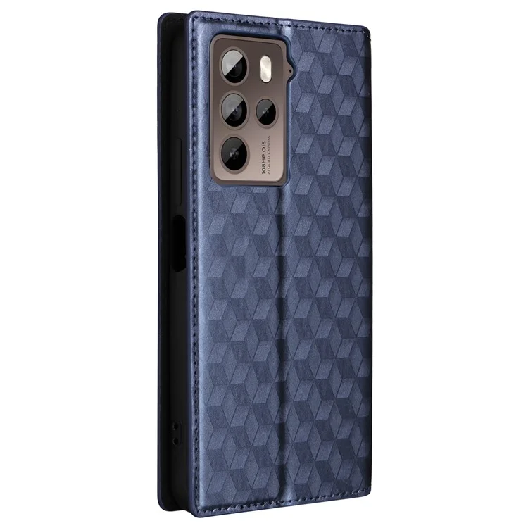 Guscio a rombo impresso per HTC U23 / U23 Pro 5G Custodia in pelle PU a prova di urto - Blu