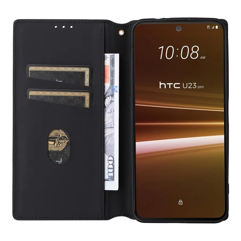 Rhombus Imprinted Shell for HTC U23 / U23 Pro 5G PU Leather Bump Proof Phone Cover Stand Case - Brown