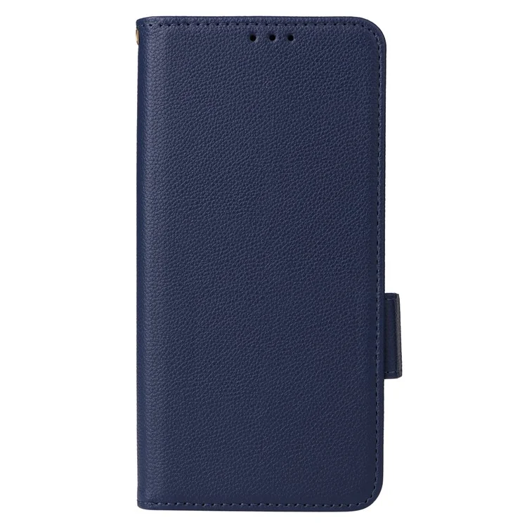 Phone Case for HTC U23 / U23 Pro 5G Litchi Texture Wallet Stand PU Leather Cover - Dark Blue
