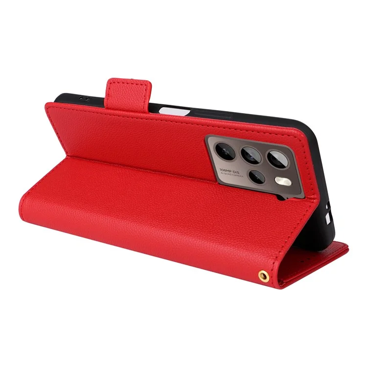 Coque téléphone pour HTC U23 / U23 Pro 5G Texture Litchi Étui Portefeuille Support en Cuir PU - Rouge
