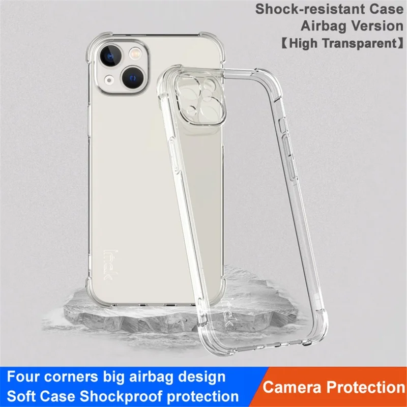IMAK para el caso del teléfono iPhone 15 Plus Funda Four Corner Shock-Absorbed Clear Back Cover Soft TPU Phone Shell - Transparente