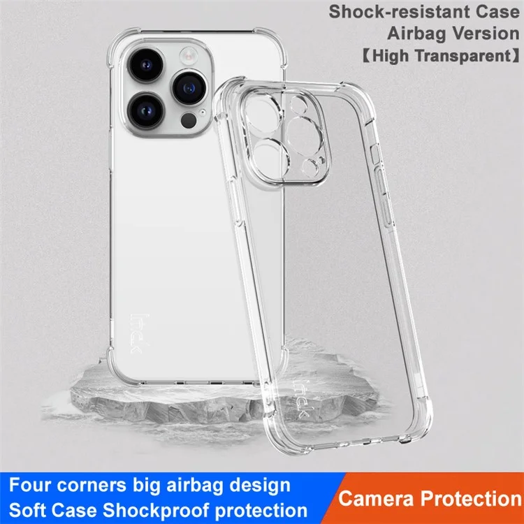 IMAK Pour iPhone 15 Pro Étui de protection transparent anti-rayures en TPU souple - Transparent