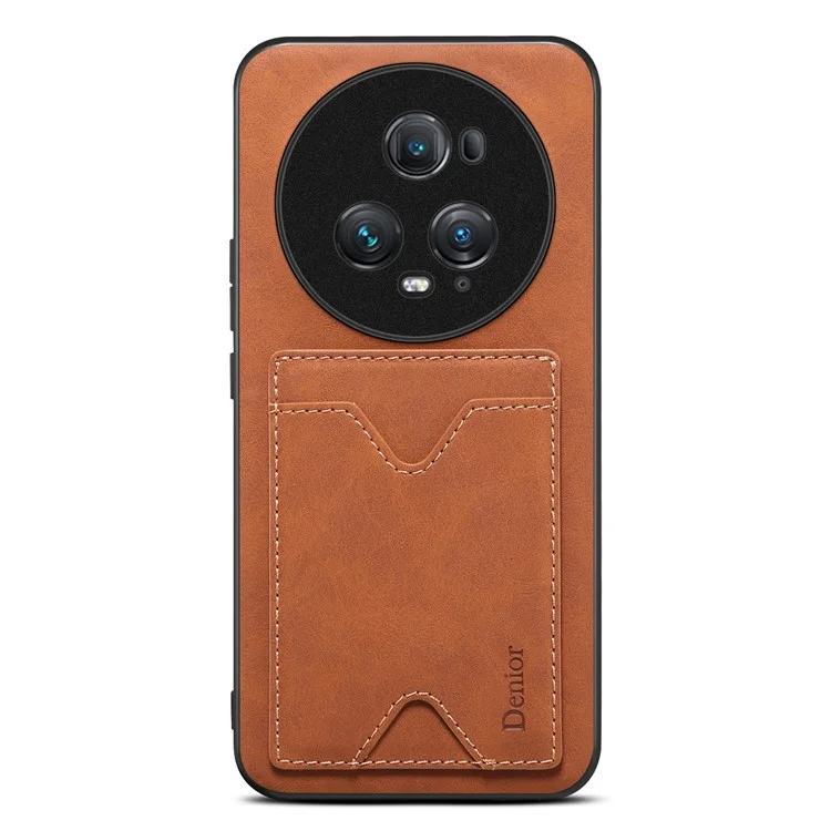 DENIOR For Honor Magic5 Ultimate 5G Capa de Telefone em Couro PU + TPU com Suporte para Cartão - Marrom