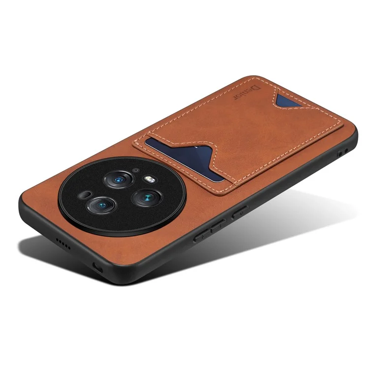 DENIOR For Honor Magic5 Ultimate 5G Capa de Telefone em Couro PU + TPU com Suporte para Cartão - Marrom