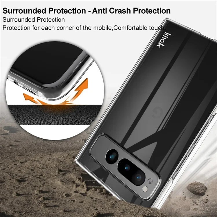 IMAK Crystal Case II Pro для Google Pixel Fold PC Crystal Phone Case Two-Piece Design Shell (Верхняя Крышка + Нижняя Крышка)
