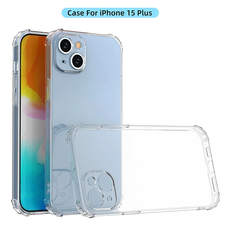 Super Clear Phone Case for iPhone 15 Plus , Anti-Scratch TPU Shell Four Corner Drop Protection Phone Cover