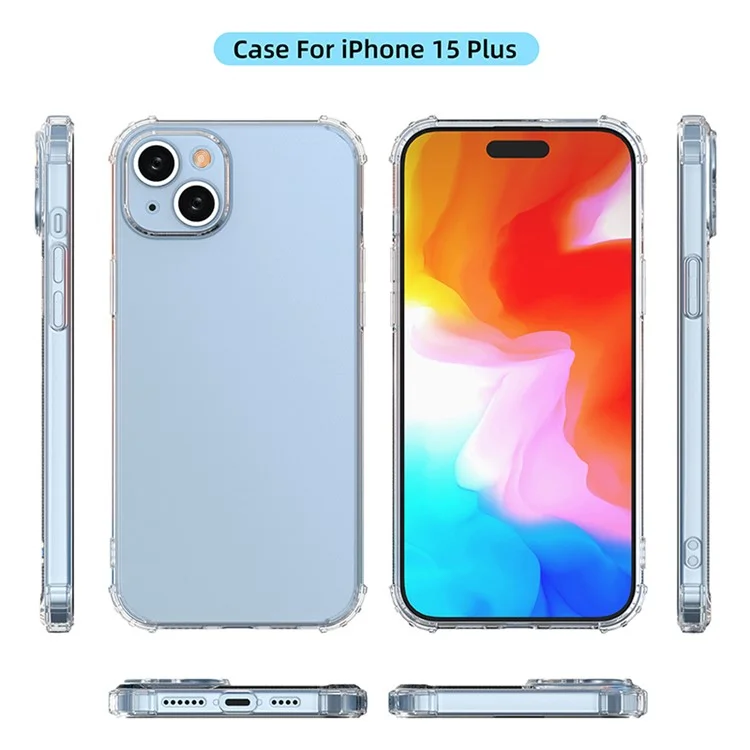 Super Clear Phone Case for iPhone 15 Plus , Anti-Scratch TPU Shell Four Corner Drop Protection Phone Cover