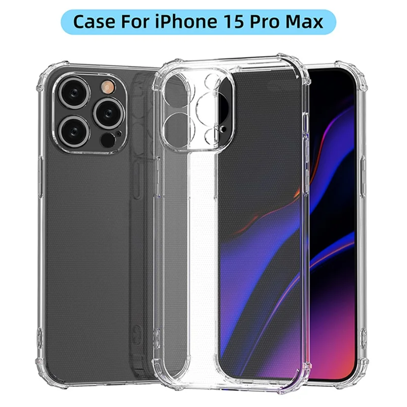 Per iPhone 15 Pro Max HD Clear Phone Case Four Corner Drop Protection TPU Cell Phone Shell Cover