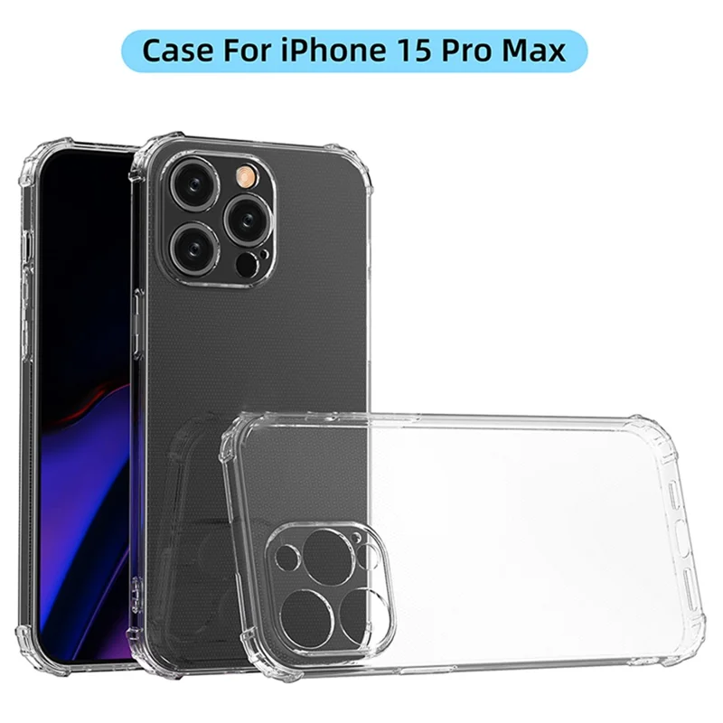 Per iPhone 15 Pro Max HD Clear Phone Case Four Corner Drop Protection TPU Cell Phone Shell Cover