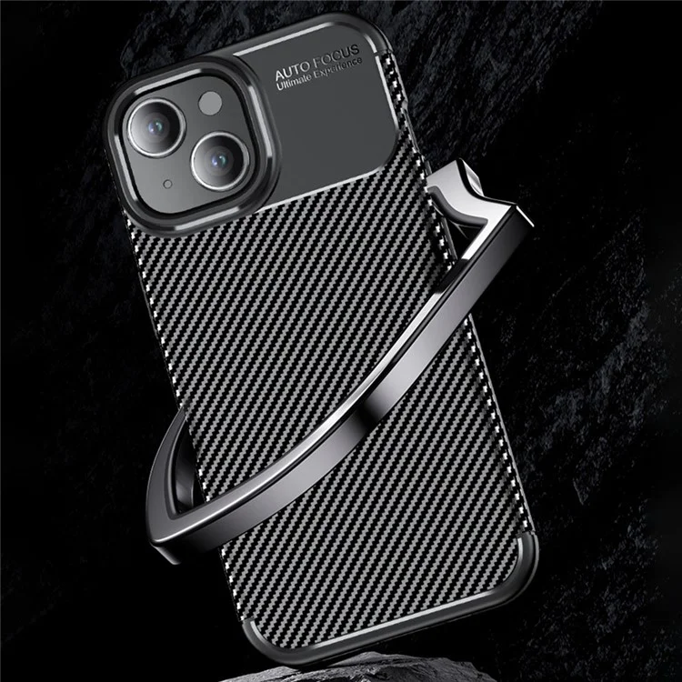Carbon Fiber Texture TPU Case for iPhone 15 , Anti-scratch Protective Phone Cover