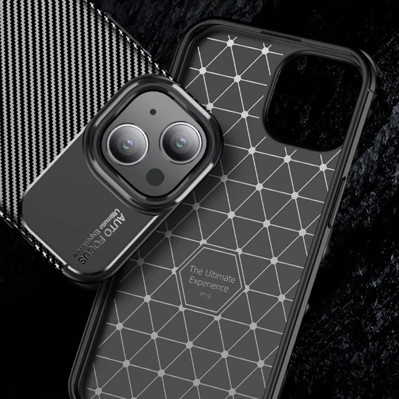 TPU Phone Case for iPhone 15 Plus , Carbon Fiber Texture Drop-proof Phone Back Cover