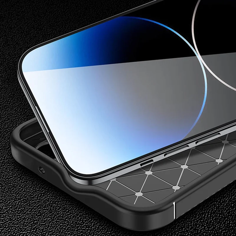 TPU Phone Case for iPhone 15 Plus , Carbon Fiber Texture Drop-proof Phone Back Cover