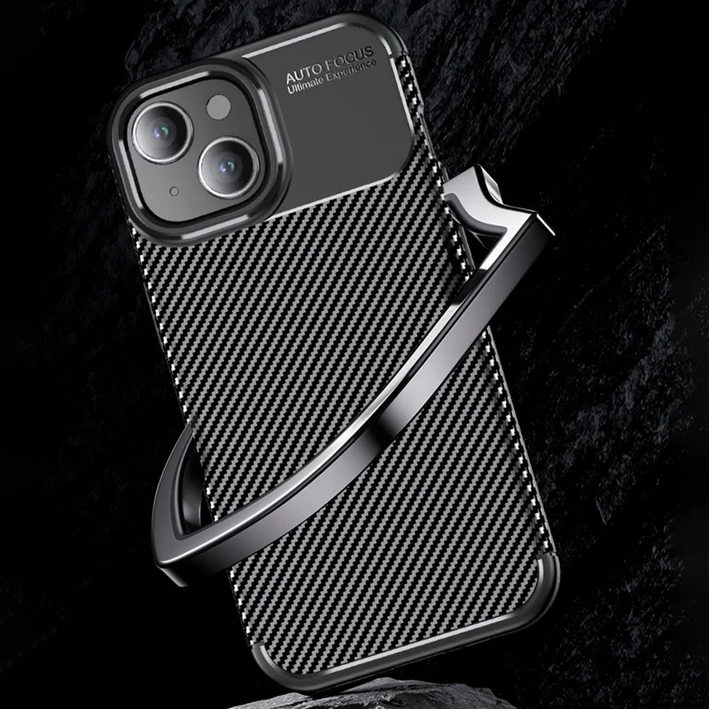 TPU Phone Case for iPhone 15 Plus , Carbon Fiber Texture Drop-proof Phone Back Cover