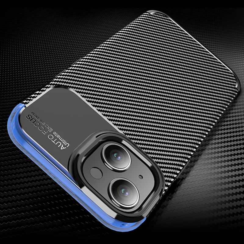 TPU Phone Case for iPhone 15 Plus , Carbon Fiber Texture Drop-proof Phone Back Cover