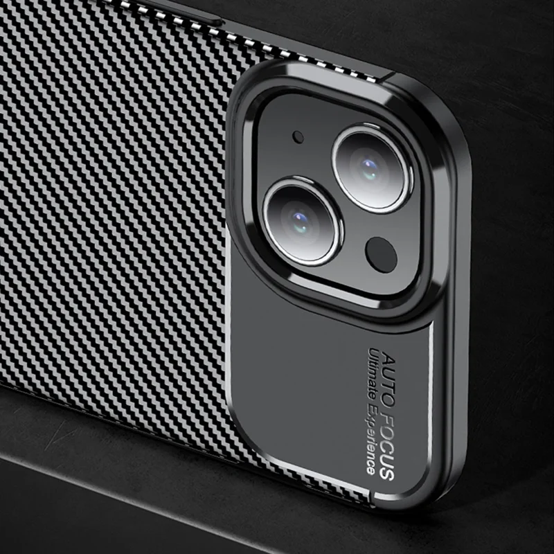 TPU Phone Case for iPhone 15 Plus , Carbon Fiber Texture Drop-proof Phone Back Cover