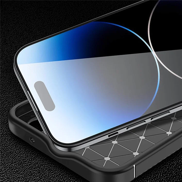 Capa de Telefone com Textura de Fibra de Carbono para iPhone 15 Pro, Capa de Telefone Flexível Anti-queda em TPU