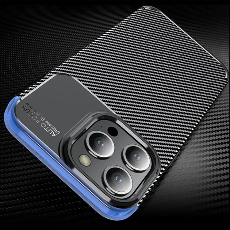 Capa de Telefone com Textura de Fibra de Carbono para iPhone 15 Pro, Capa de Telefone Flexível Anti-queda em TPU