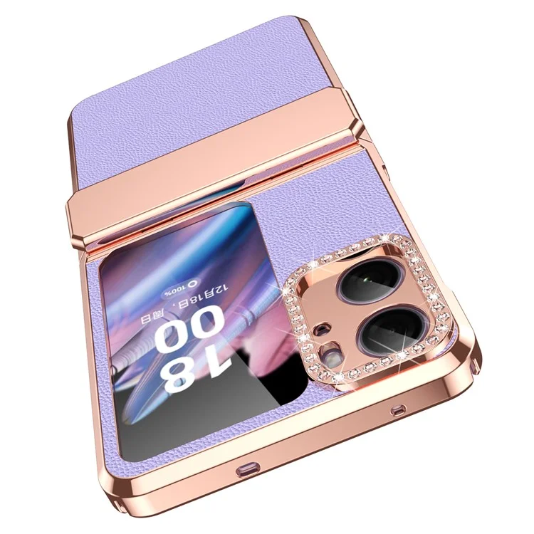 Для Oppo Find N2 Flip 5G, чехол для телефона из PU кожи + ПК, защита петель, электролитическое заднее покрытие - фиолетовый