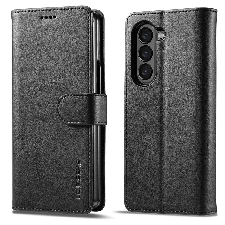 LC.IMEEKE Für Samsung Galaxy Z Fold5 5G Wallet Ledertasche Telefonhülle, Aufstellfunktion - Schwarz