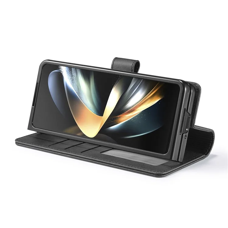 LC.IMEEKE Für Samsung Galaxy Z Fold5 5G Wallet Ledertasche Telefonhülle, Aufstellfunktion - Schwarz