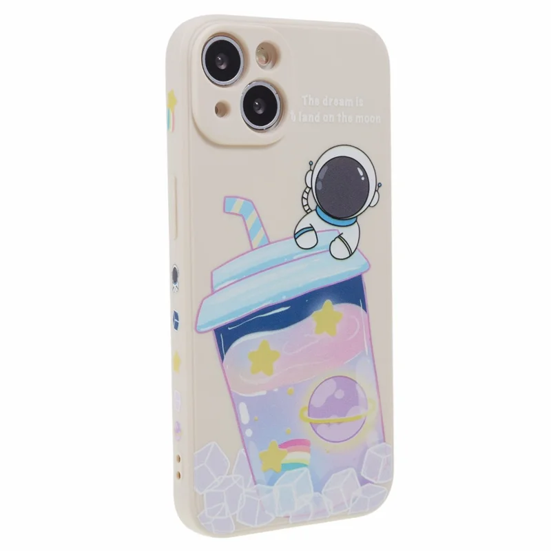 Soft TPU Cover for iPhone 14 Cartoon Astronaut Pattern Printing Anti-drop Phone Case - White