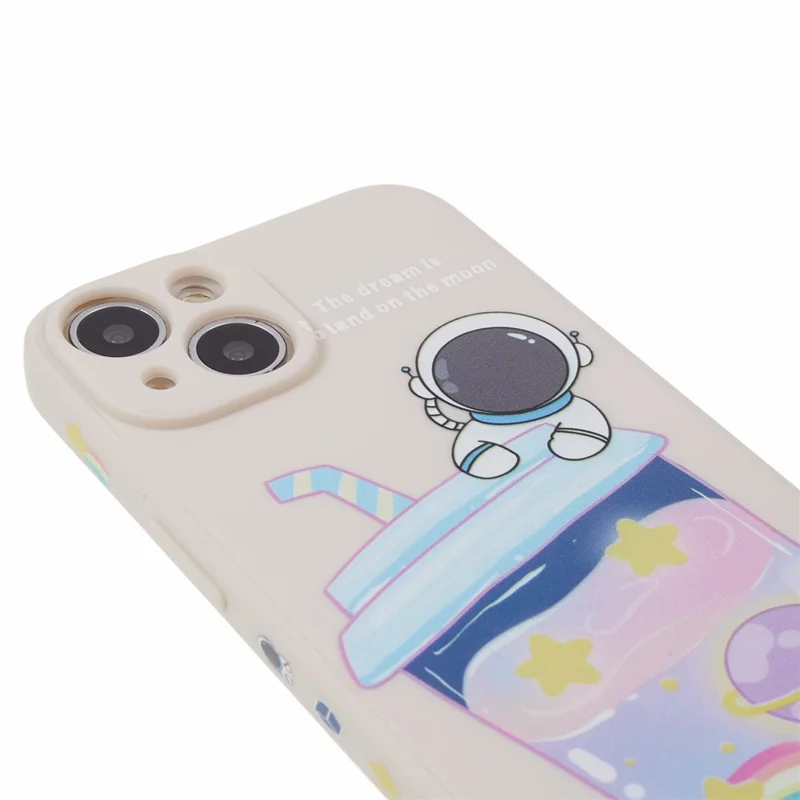Soft TPU Cover for iPhone 14 Cartoon Astronaut Pattern Printing Anti-drop Phone Case - White