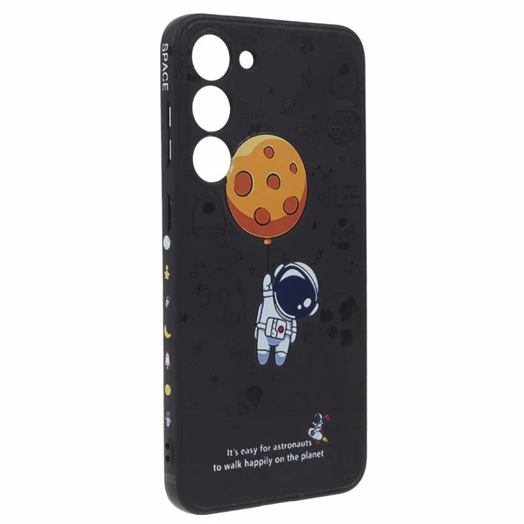 Pour Samsung Galaxy S23 Cartoon Astronaut Pattern Soft TPU Case Anti-drop Precise Cutout Phone Cover - Style A