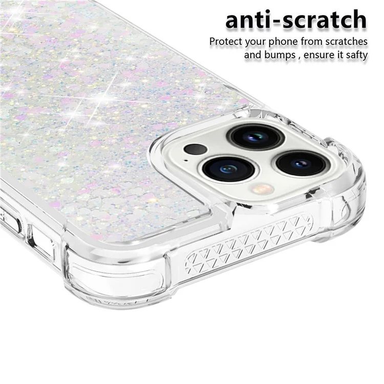 YB Quicksand Series-1 pour iPhone 15 Pro Max Glitter Flowing Liquid Case Soft TPU Coque de téléphone antichoc - Laser / Cœurs