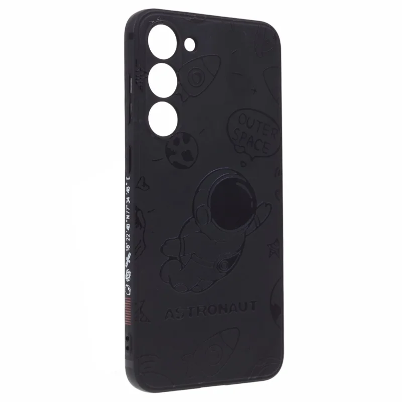 For Samsung Galaxy S23 Precise Cutout TPU Phone Case Space Astronaut Pattern Phone Cover - Black