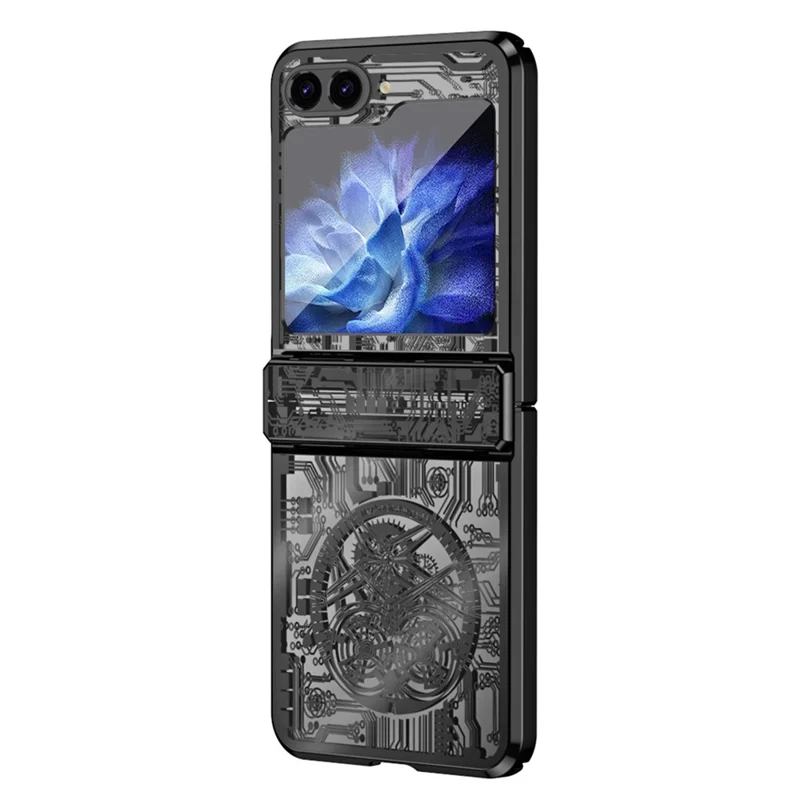 Mechanical Legend Series Hard PC Case for Samsung Galaxy Z Flip5 5G Protective Phone Case Electroplating Cover - Black