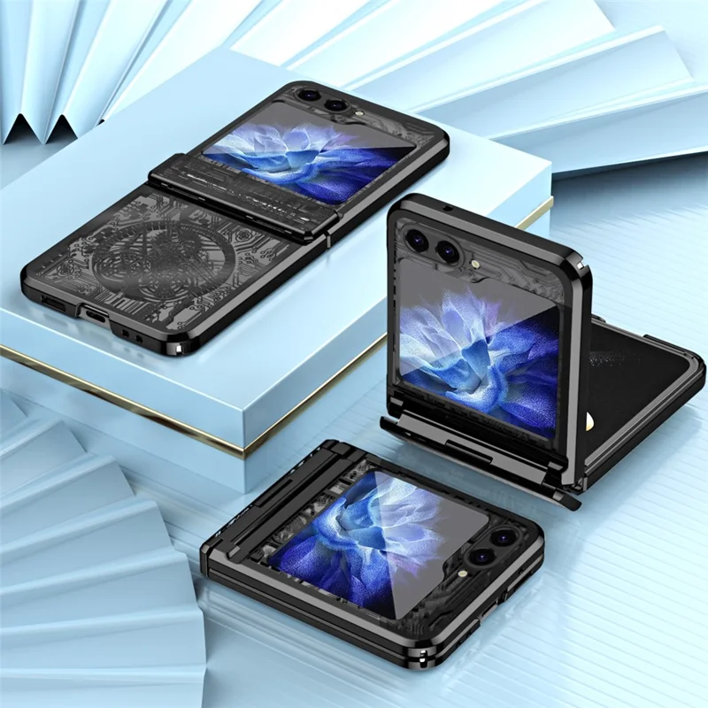 Mechanical Legend Series Hard PC Case for Samsung Galaxy Z Flip5 5G Protective Phone Case Electroplating Cover - Black