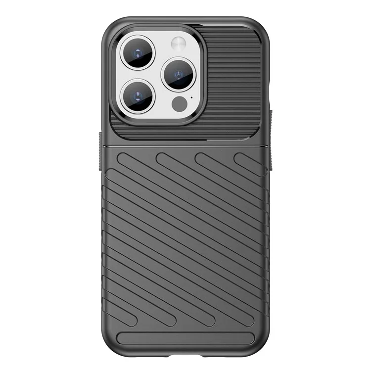 Thunder Series For iPhone 15 Pro Max Twill Texture Anti-scratch Cover Thicken TPU Phone Case - Black